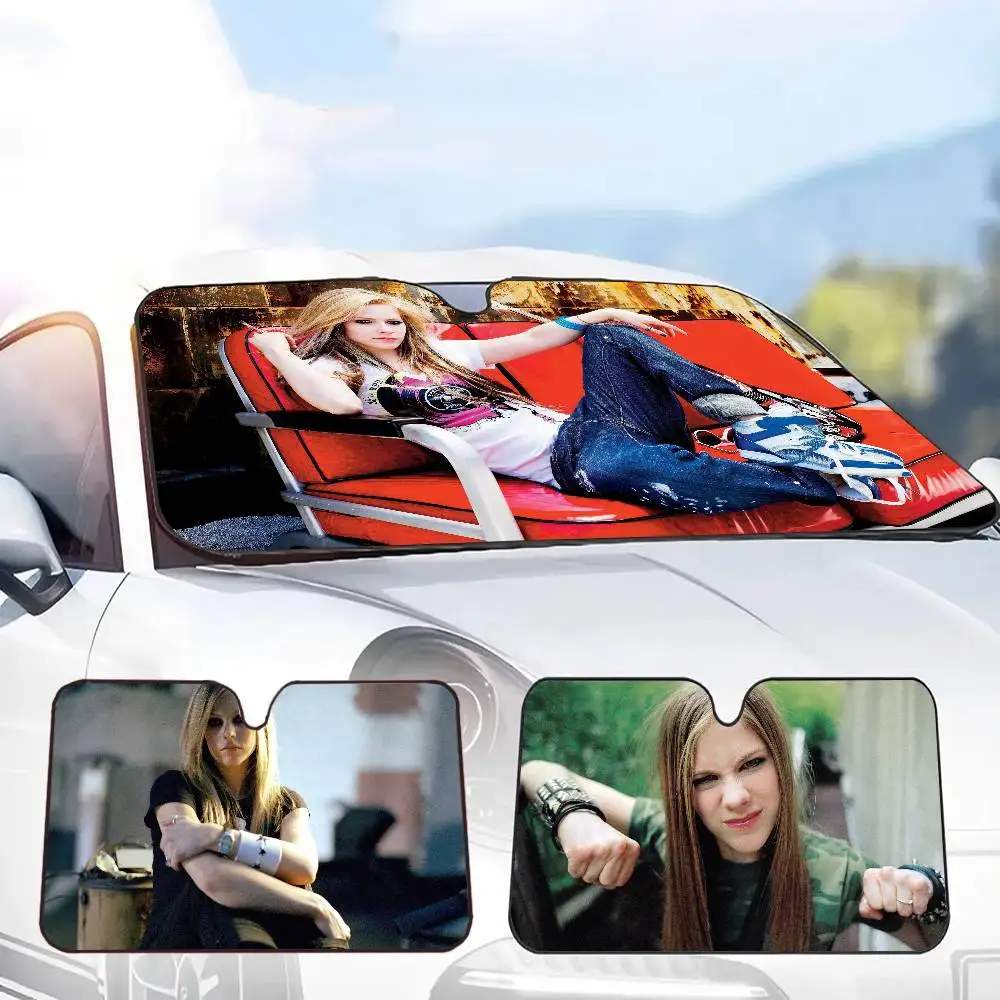 Singer A-Avril L-Lavigne Front Window Sunshade Black UV Protection Blackout Cloth Windshield Visor Auto Curtain Sunshade Gifts
