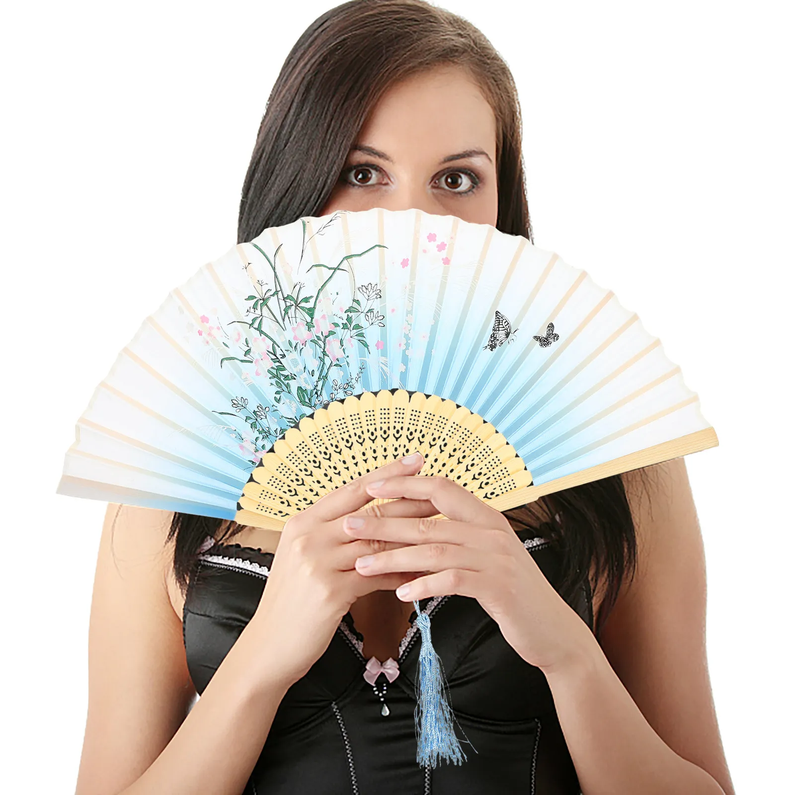 

Танцевальный веер, декоративный, для фестивалей и выступлений, портативный, шелковый, в традиционном японском стиле, складной, для тай-чи, спортивный подарок