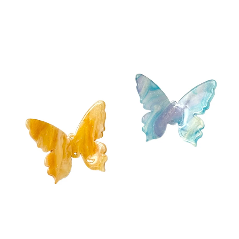 100 Pieces/Lot Resin Acetic Acid Transparent Butterfly Charm Connectors DIY Ornament Hair Earrings Jewelry Findings Accessories