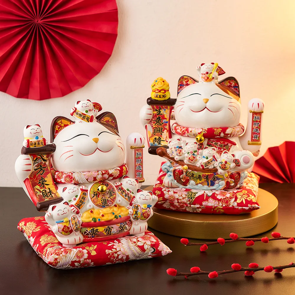 Cat Mascot Ornament Sushi Restaurant Counter Decoration Living Room Decoration Ceramic Decoration Crafts