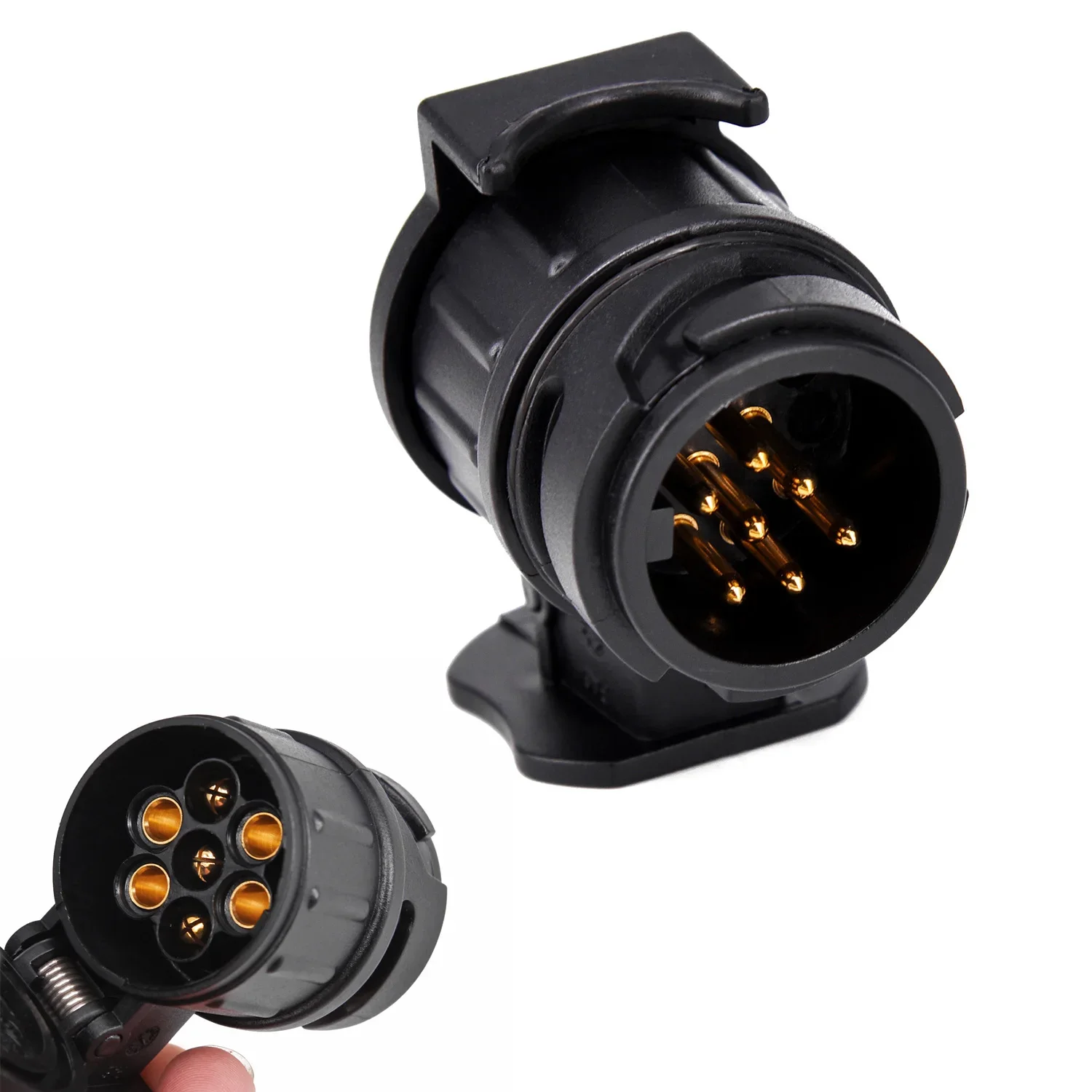 Black Trailer Plug Socket Adapter 7*6.5*5cm 13 Pin to 7 Pin plug Waterproof Converter for truck caravan vehicle