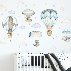 Cartoon Cute Animals Hot Air Balloon Naklejki ścienne do pokoju dziecięcego Naklejki ścienne do pokoju dziecięcego Dekoracja sypialni Wystrój domu PVC