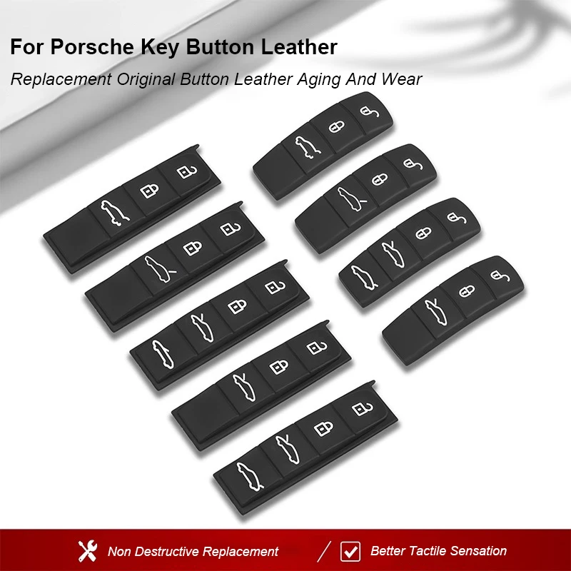 

Car Key Case Rubber Pad Remote Control Fob Key Button Replace For Porsche Panamera Cayenne Macan 911 Taycan 718 Boxster Cayman