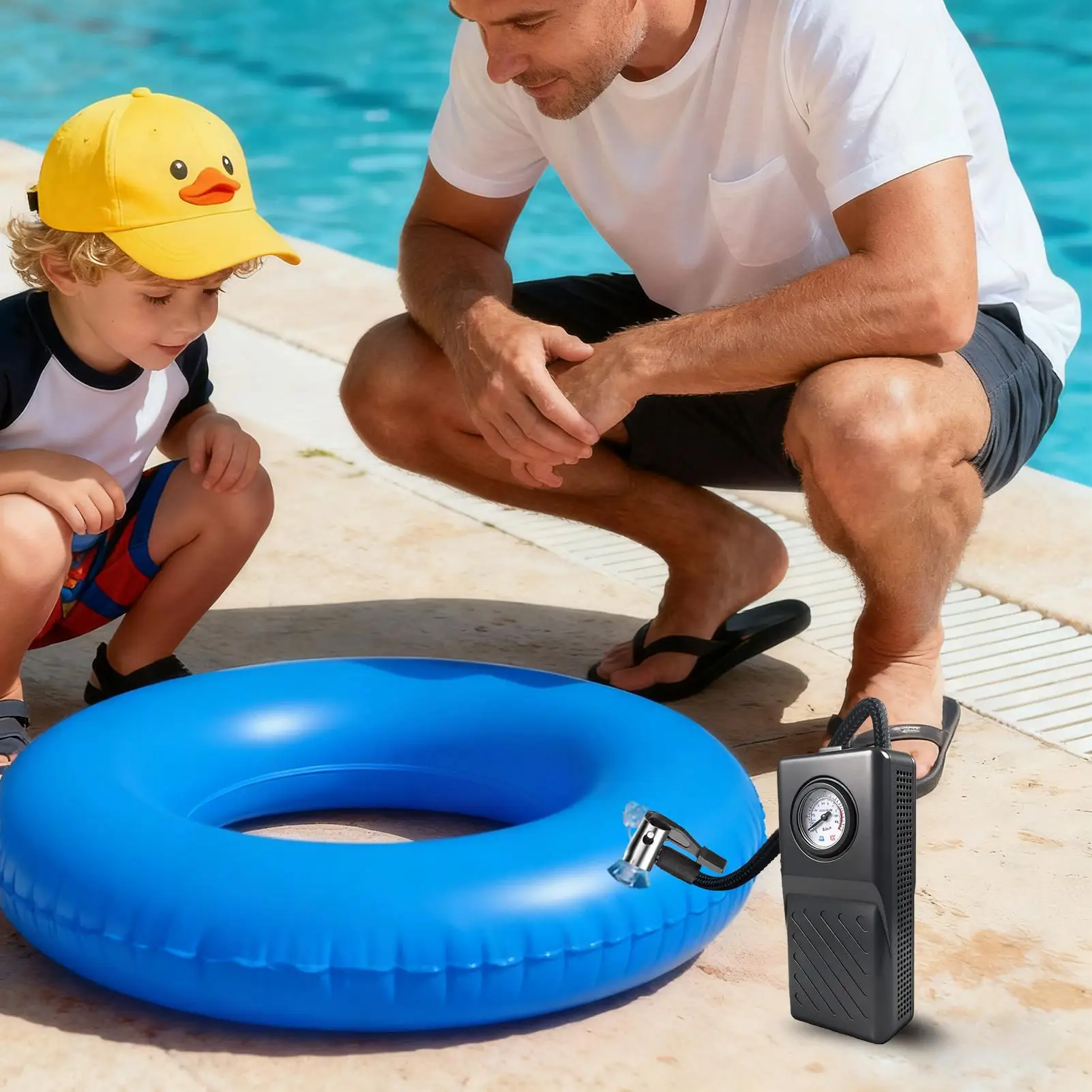 مضخة إطارات السيارة قابلة لإعادة الشحن لاسلكية مع مقياس الضغط مضخة هواء محمولة لإطارات السيارات للدراجات النارية سكوتر كهربائي سيدان #3