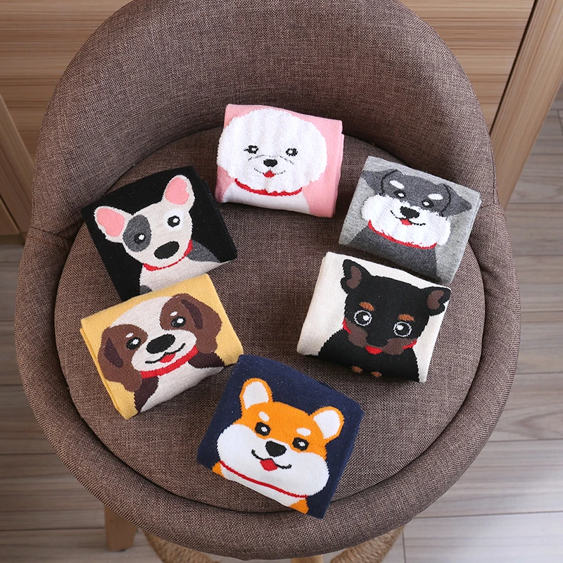 1/5Pairs Cartoon Cat Puppy Dog Socks Cotton Sock Harajuku Kawaii Kitty Women Girls Anklet Sock Breathable Casual Sox Short Sock