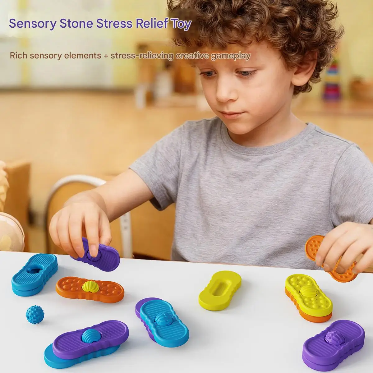 Fidget Toys Rolling Ball Sensory Stone Textured Worry Stones for Autism Calming Silicone Sensory Autism Toys for Anxiety Relief