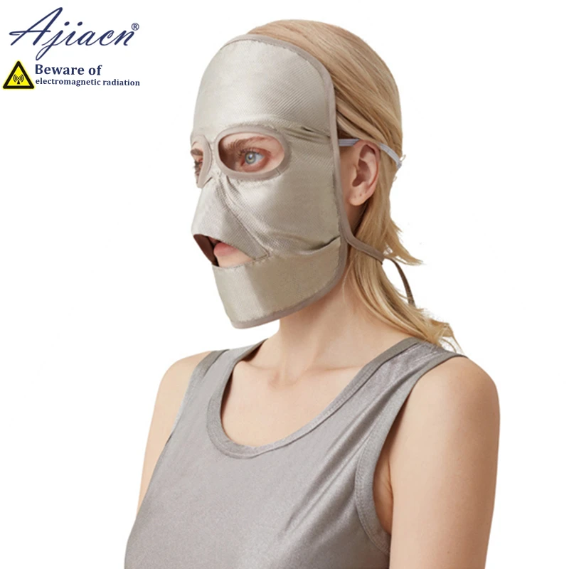 Mascarilla facial con forro de seda de morera, máscara protectora contra radiación electromagnética, para la salud