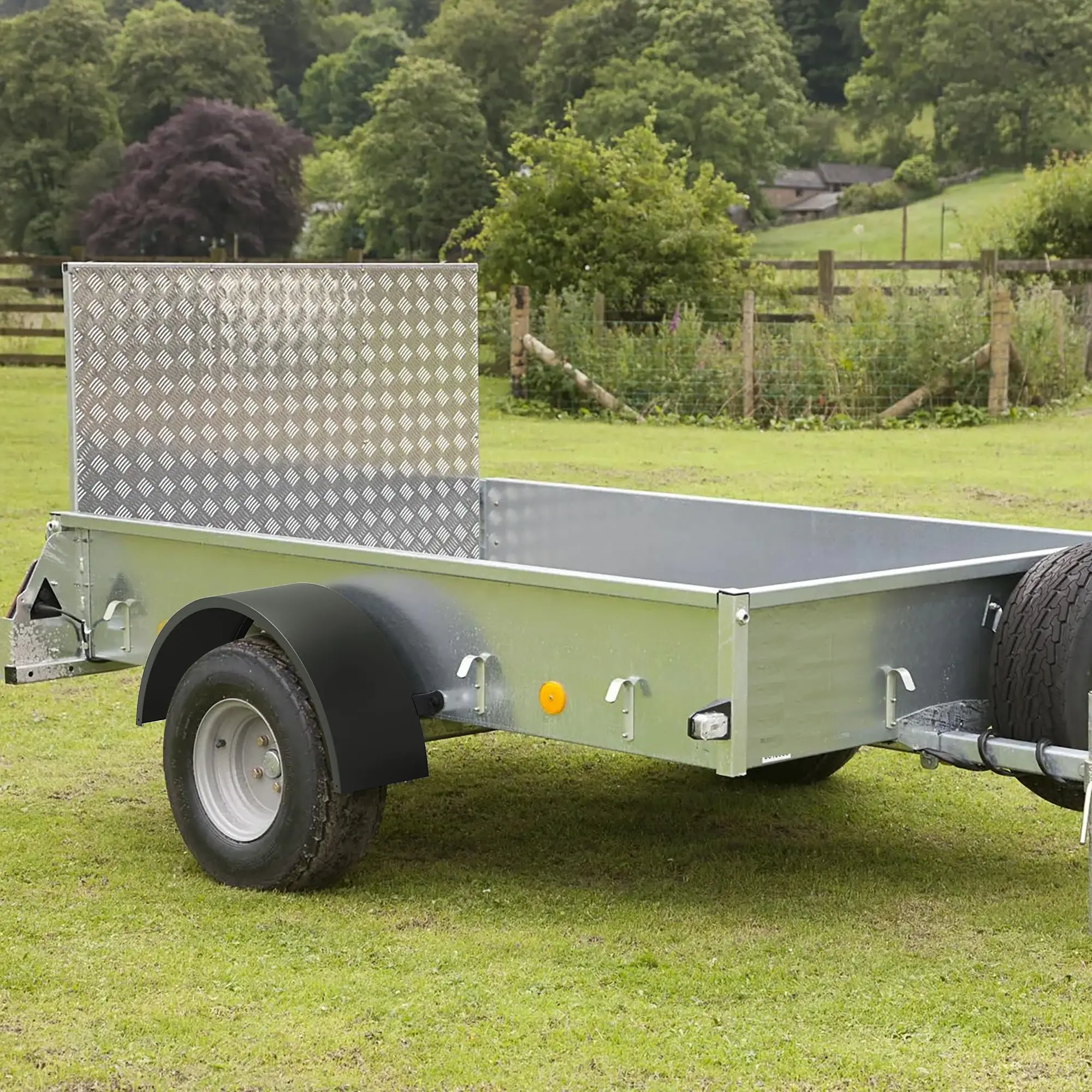 2-Pack Heavy Duty 16-Gauge Steel Single Axle Trailer Fenders w/ Backs - Fits 14-16 in Wheels - 32 x 9 x 15 in - Weld-On Replacement for Utility/Cargo/Car Hauler/Landscape Trailers