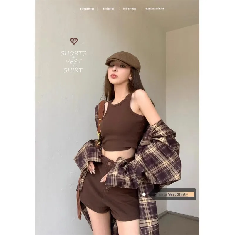 

Retro American Plaid Long Sleeve Shirt Women's Spring 2026 New Loose Midi Length Lazy Style Top Sun Protection Commute Style ...