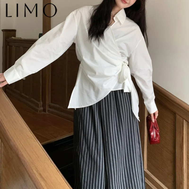 

LIMO Elegant Tie-Waist Blouse Women’s Stylish Casual Top Loose Fit Slimming Daily Wear Office Chic Breathable Basic Shirt
