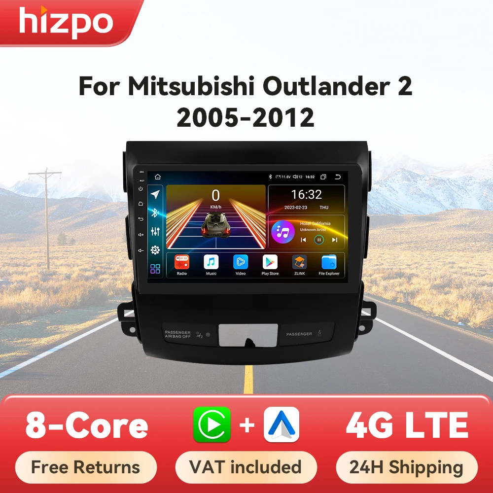 Hizpo 2 din Android Auto Radio For Mitsubishi Outlander 2 2005-2012 Carplay Car Multimedia Player Autoradio Navigation Stereo 4G