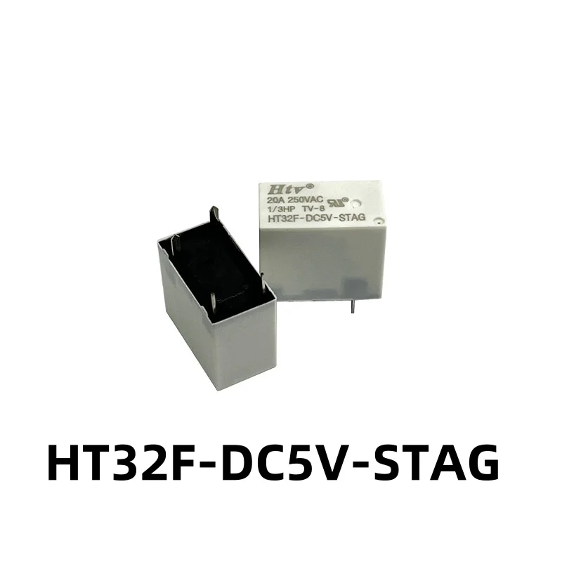 10PCS HT32F-DC5V-STAG A set of normally open 20A four pin power relays with white shell