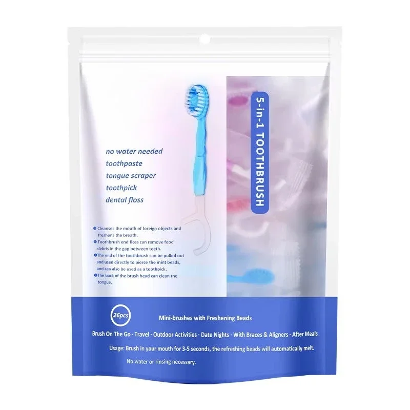 Hotel disposable toothbrush with double bead floss and shot peening fresh breath cleaning brush Hotel toothbrush