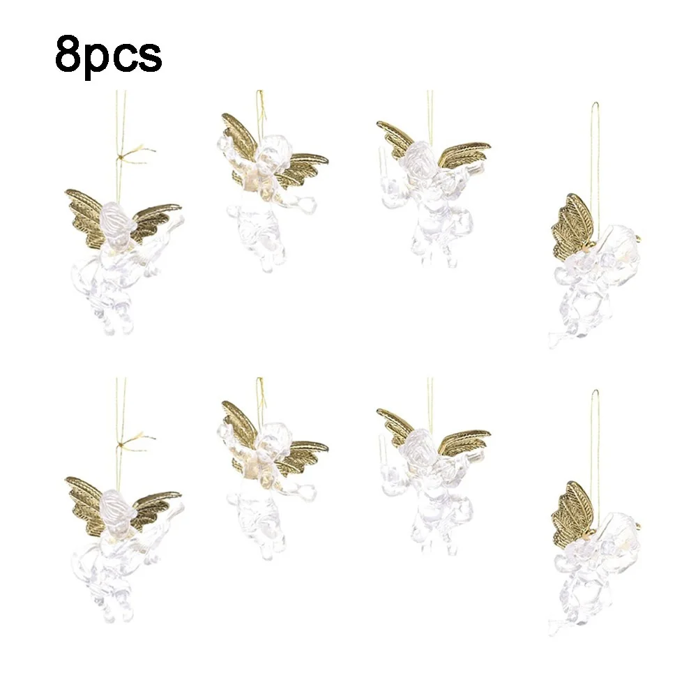 

8pcs Christmas Ornaments Mini Angel Doll Merry Christmas Miniature Angels Figurine Xmas Tree Hanging Pendant Party Supplies