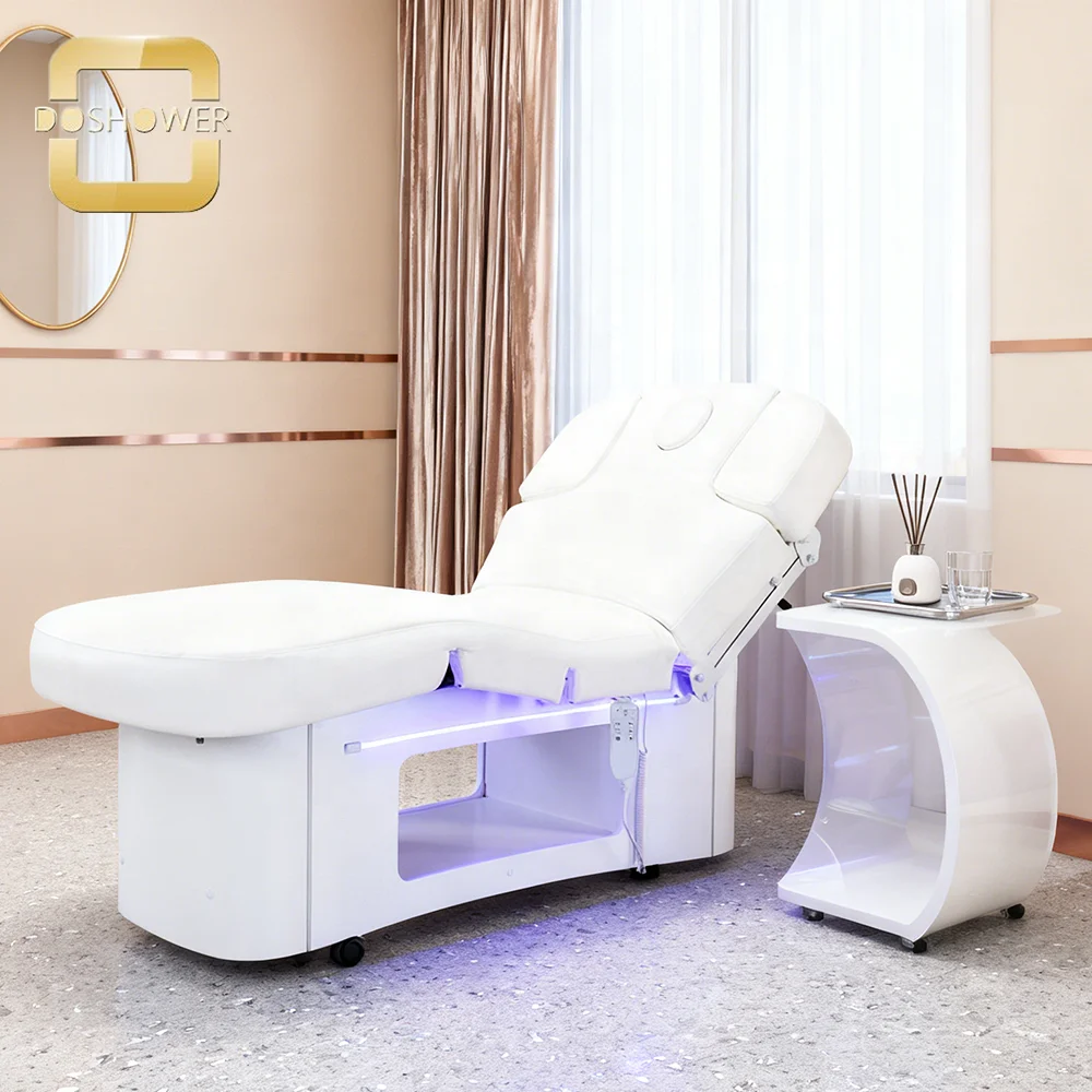 LED Professional Massage Bed Manufacture With Vibration Mode Of White Table Massage For 4 Motors Portable Massage Bed Supplier