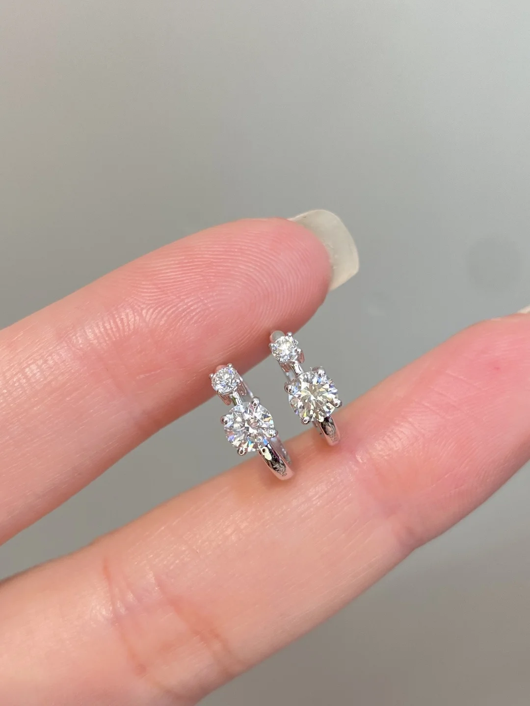 Lab Diamond Round 0.75ctw Per Pair HPHT Grown Diamond CVD DEF VS White Gold Rhodium Plated 925 Silver High Quality Hoop Earrings