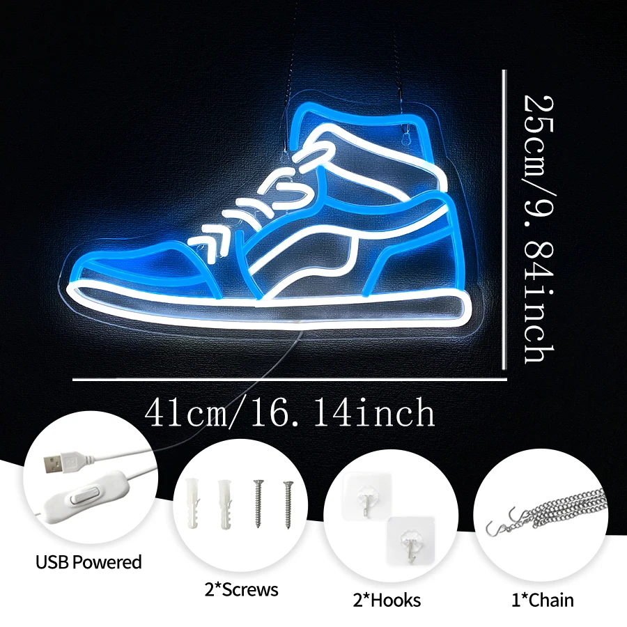 Sneaker Neon Signs for Wall Decor Shoe LED Signs Neon Lights for Bedroom Man Cave Home Neon Wall Sign Shoe Light up Signs Decor