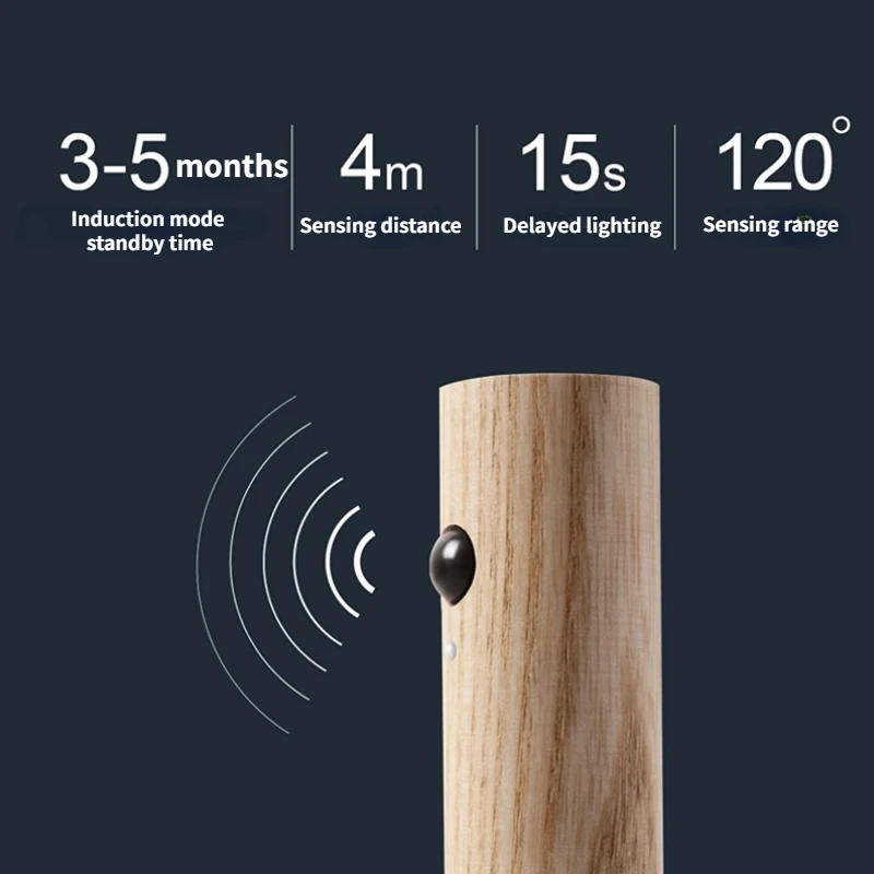 LED Wood Wireless USB Night Light lampada da parete magnetica armadio da cucina armadio luce casa camera da letto tavolo Move lampada illuminazione da comodino