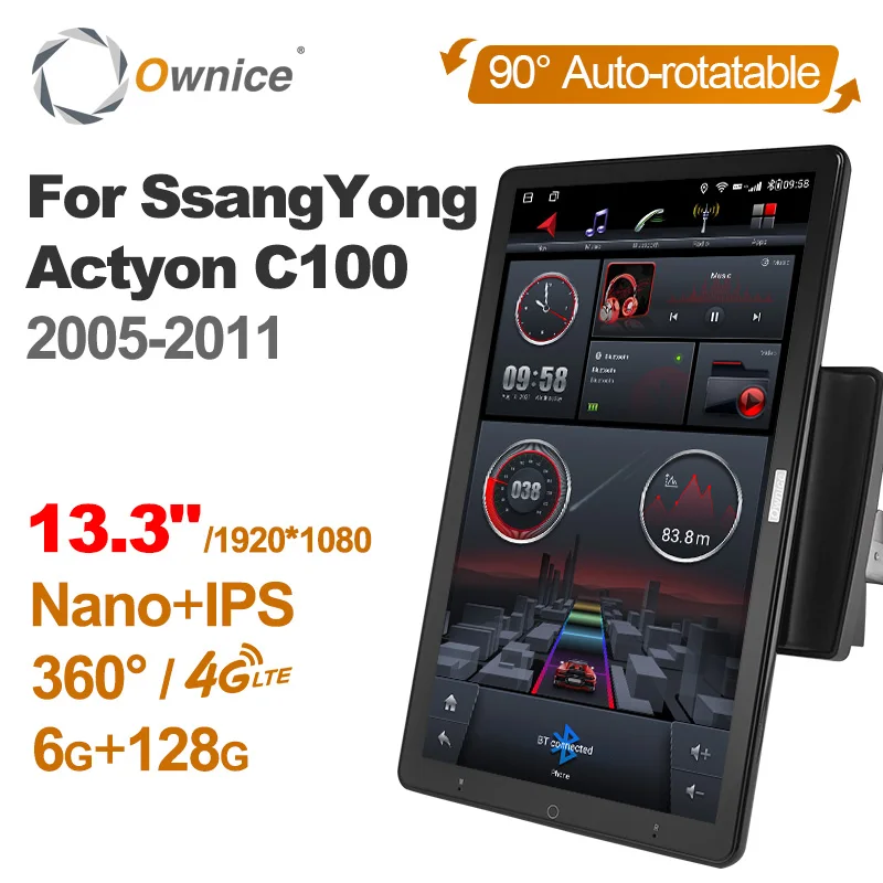 

13.3" Ownice Android 12.0 Car Multimedia for SsangYong Actyon C100 2005-2011 Auto Radio Audio 4G LTE 360 Optical Coaxial No DVD