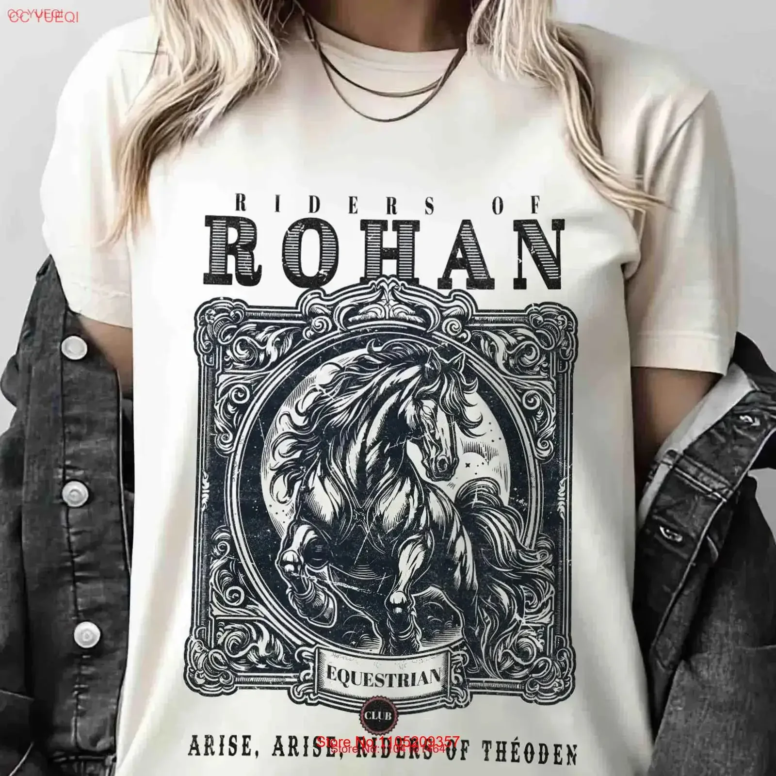 تي شيرت Riders Of Rohan Equestrian Club تي شيرت Lotr Fantasy Merch Jrr Tolkien Book Lover Geek Bookish عتيق مغسول للجنسين جرافيك #1