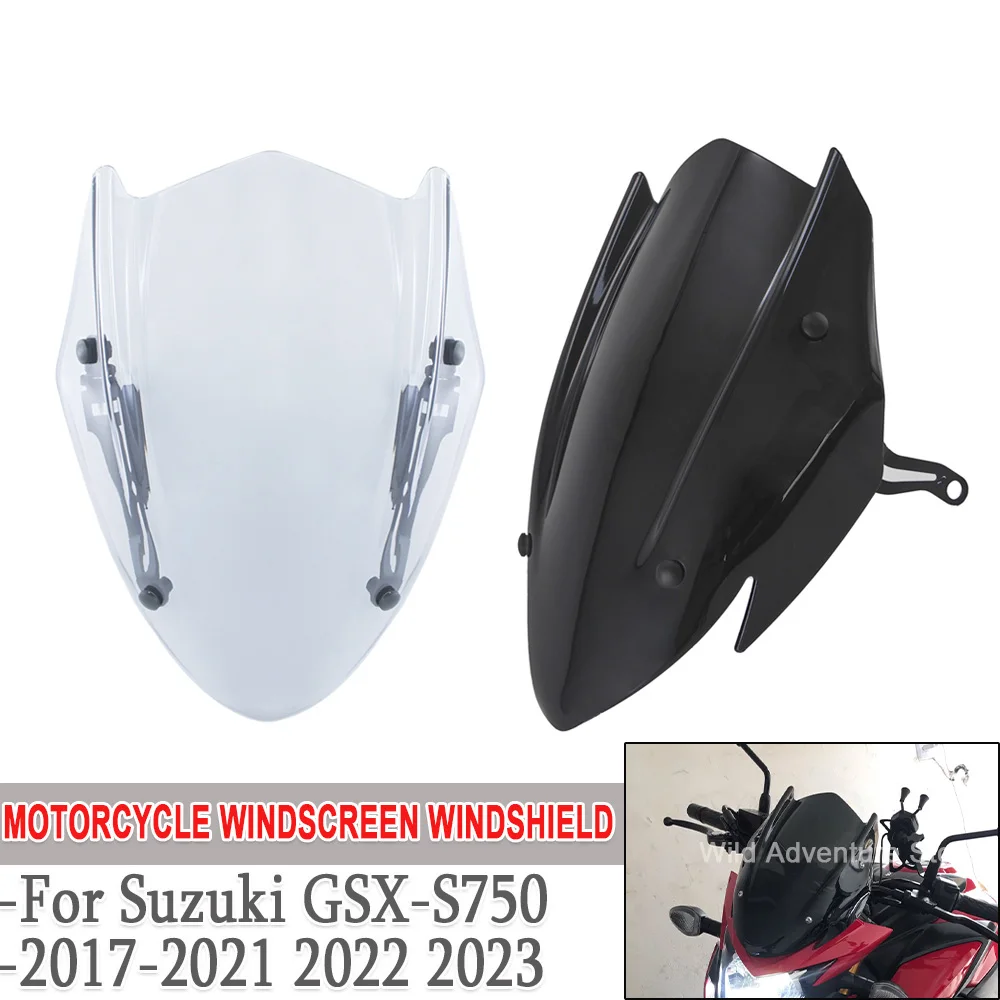 

Motorcycle Windscreen For Suzuki GSX-S750 GSXS 750 2017-21 2022 2023 Sports Touring Windshield Visor Wind Deflector With Bracket