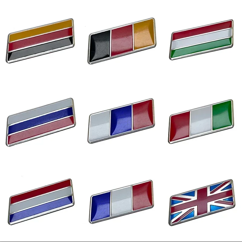 France Germany Italy Russia National Flag Aluminum Alloy Nameplate Car Fender Side Sticker Rear Decorative Decals