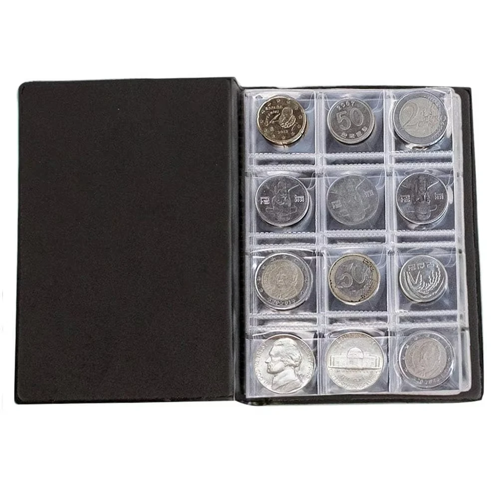 120 جيبًا من مجموعة العملات المعدنية، حامل جمع العملات المعدنية، منظم العملات التذكارية لجامعي ديكور المنزل