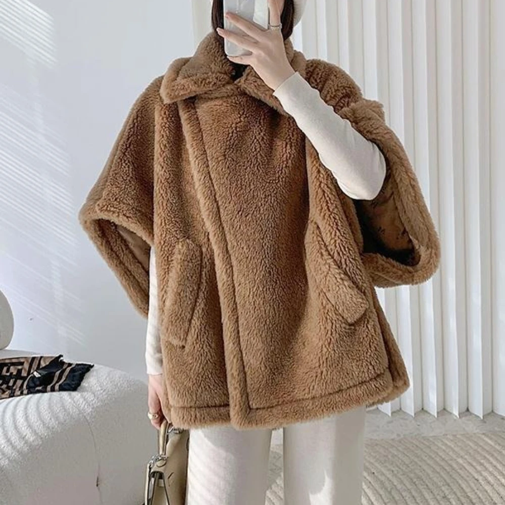 OFTBUY Wool Cloak Fashion Sheep Wool Jacket Winter Real Fur Coat Woolen Women Fashion Teddy Lady Streetwear Thick Warm Overcoat