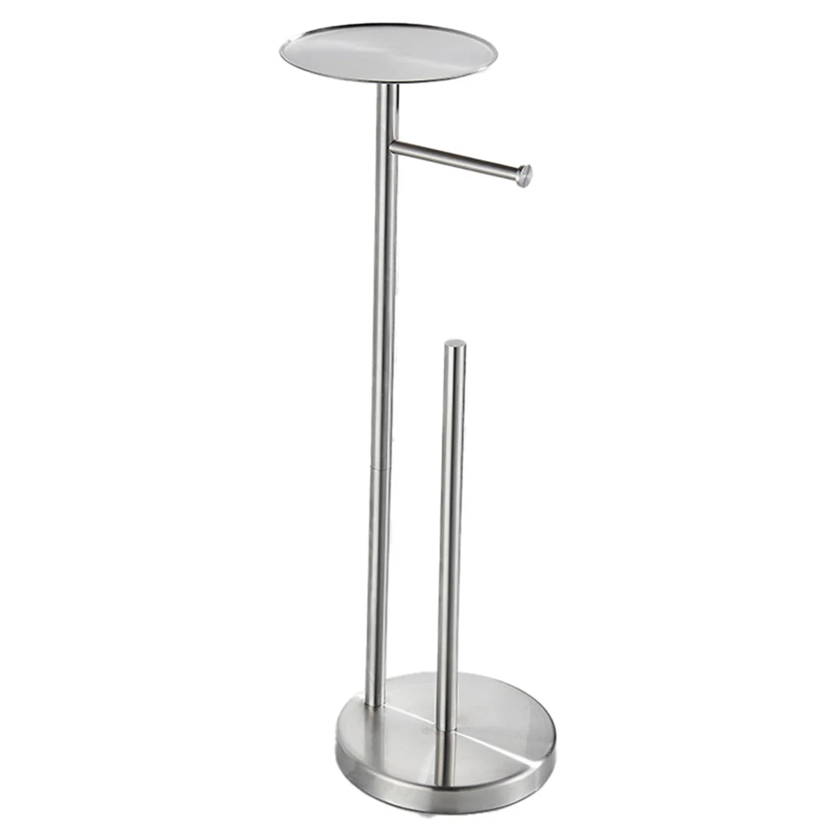 Freestanding Holders Stainless Steel Anti-Rust Standing Toilet Paper Stand with Heavy, Brushed Silver