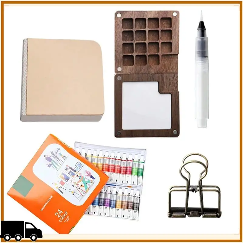 

A35M-Travel Paint Palette, Portable Watercolor Set With Clip And Water Pen, Pocketartist Watercolor Travel Set,Paint Palette