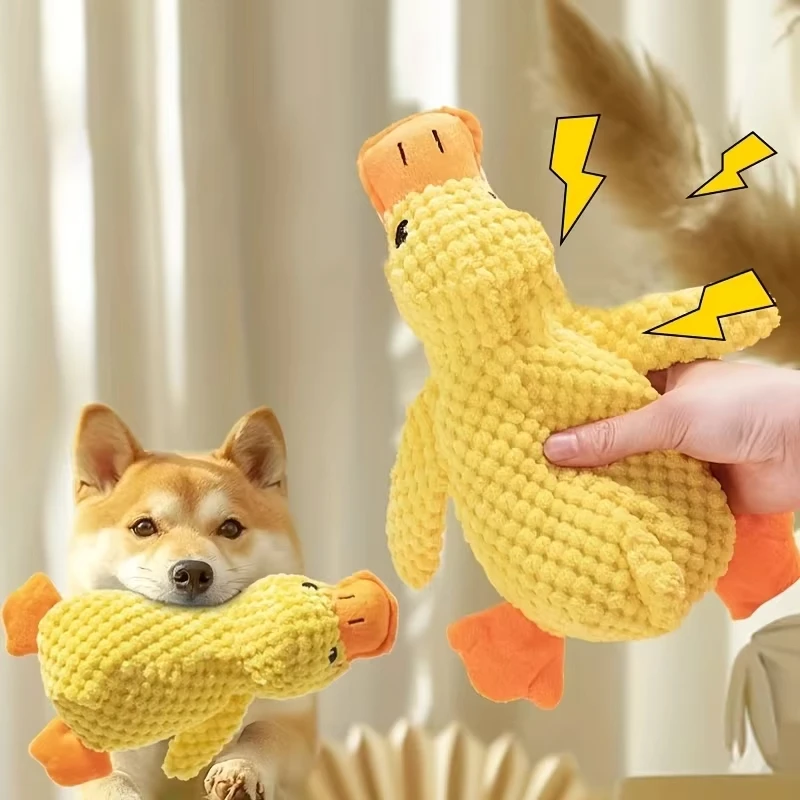 Duck Dog Toy Plush Chew Resistant Durable Dog Toy With Quacking Sound Teeth Grinding Relief Soft Companion For Small Large Dog