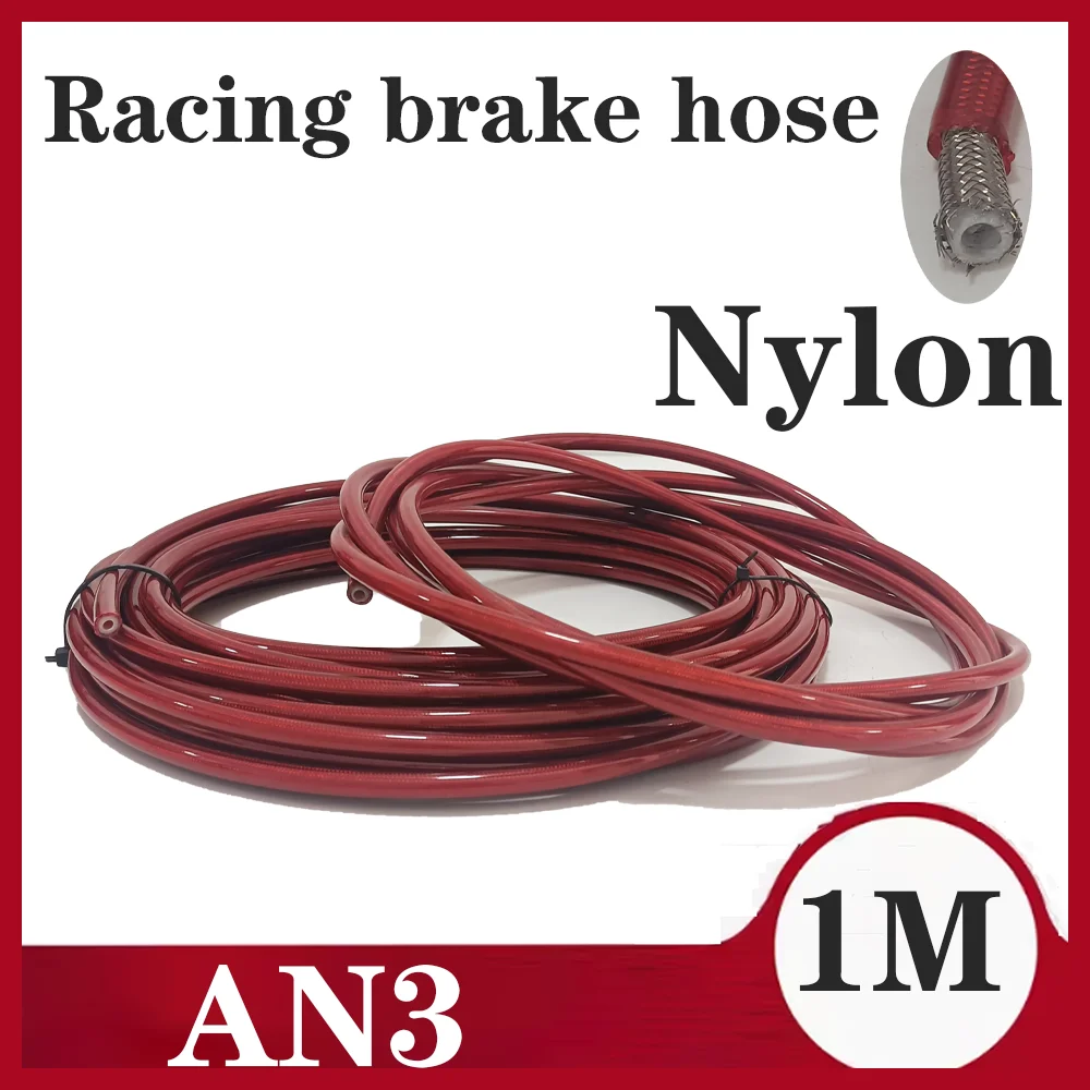 

AN3 1M Hose Stainless Steel Braided Motorcycle Hydraulic Brake Hose Line Nylon Clutch Oil Line Dirt Bike Modification Pipe