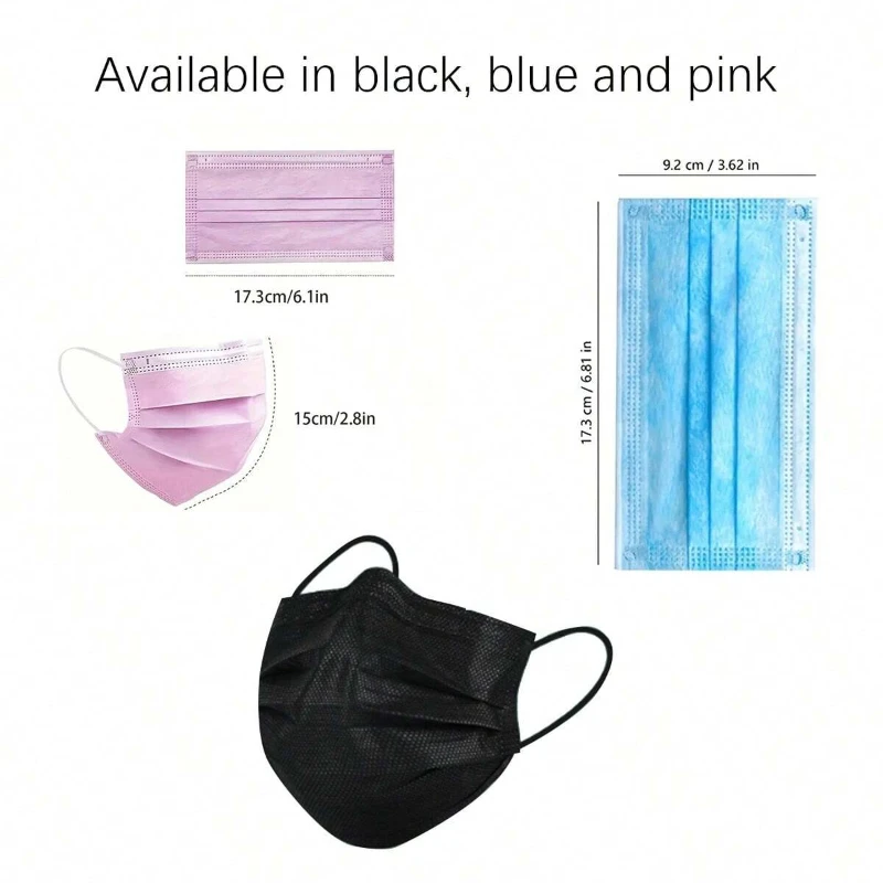 50 Pieces/Pack, Disposable Mask, Suitable For Home And Office Protective Three-layer Breathable Comfortable Nose/Mouth Mask