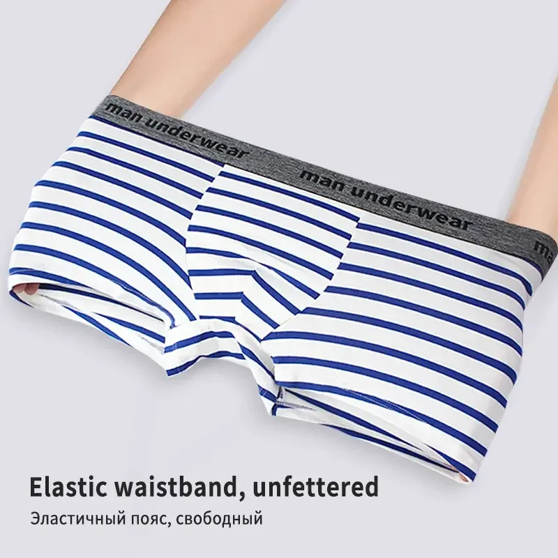 Men\'s Boxer Shorts Cotton Striped Men Underwear Panties Soft Underwear Sleepwear Comfort Underpants Breathable Boxershorts M-XL