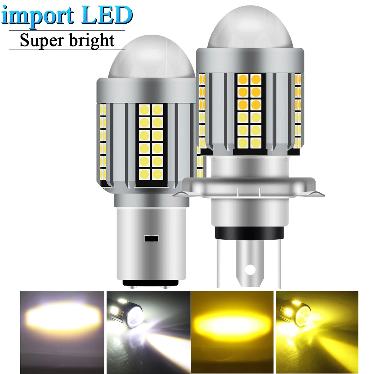 

1pcs H4 BA20D LED Moto H6 LED Motorcycle Headlight Bulbs CSP Lens White Yellow Hi Lo Lamp Scooter Accessories DC 12-80V