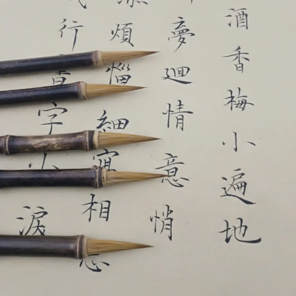 

Hair Brush Paint Brushes Artist Drawing Rope End Chinese Writing Bamboo Handle Wolf Calligraphy Watercolor Painting