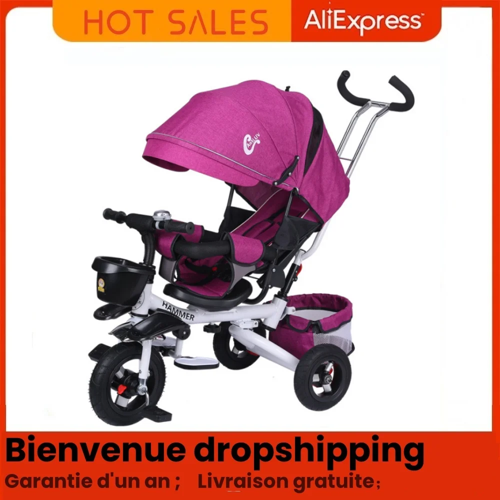Tricycle de poussettes léger pour bébé, pliable pour enfants de 1 à 3 ans, poussette tricycle multifonctionnelle pour enfants