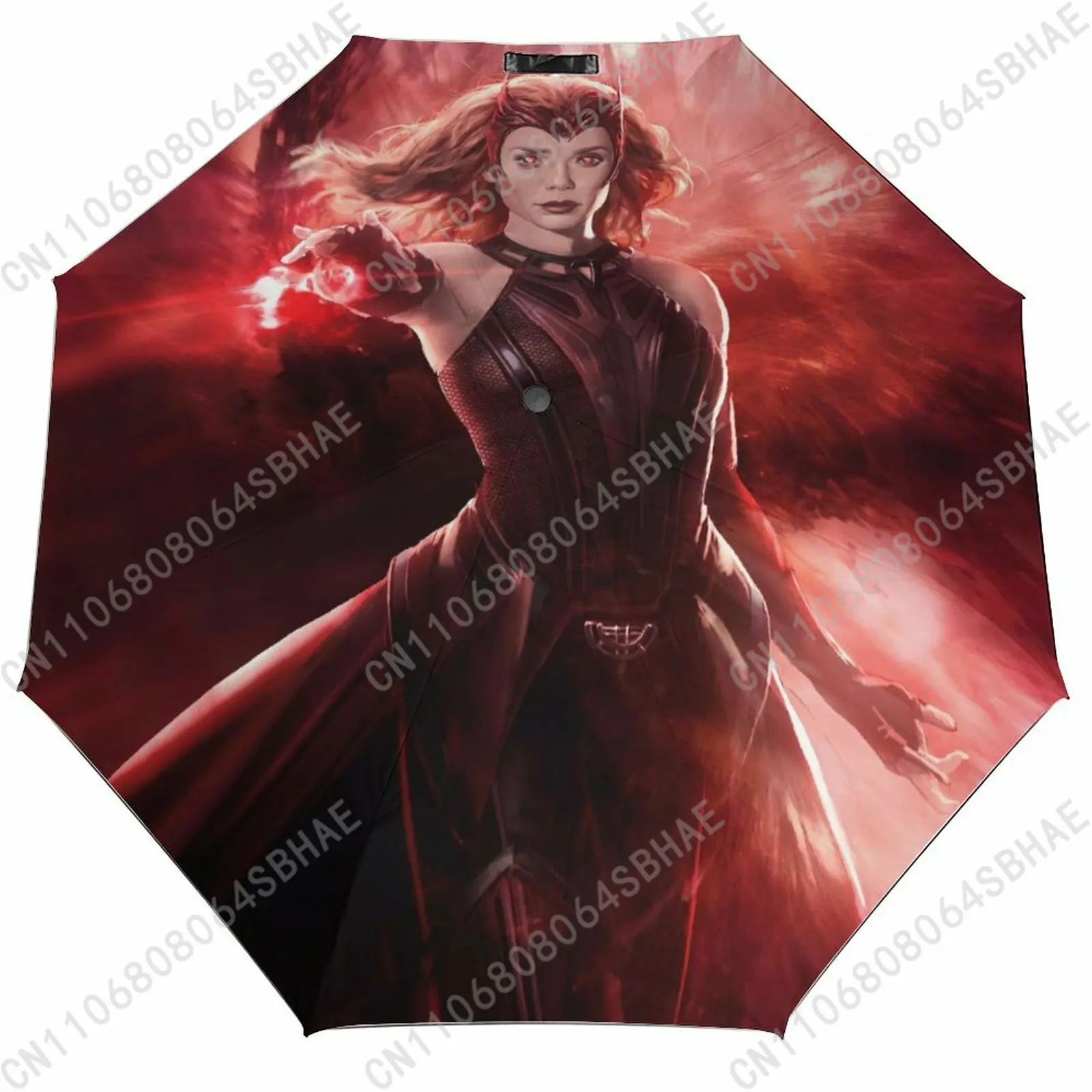 

Marvel Scarlet Witch Automatic Foldable Umbrella One Button Umbrella with Black Coating Umbrella with Matching Pouch Cosplay