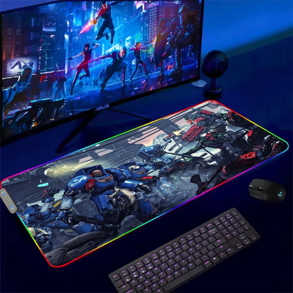 Game W-Warhammer 40000 For Rgb Mouse Pad Xxl Steelseries Laptop Mat Gaming Mousepad Backlit Keyboard Girl Table Pads Deskpad