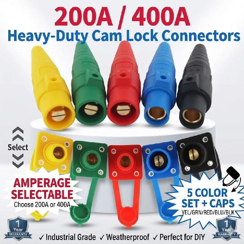 200A 400A Cam Lock Connector High Current Power Plug & Panel Socket Set 120-150mm2 Male Plug Female Socket High Power Connector