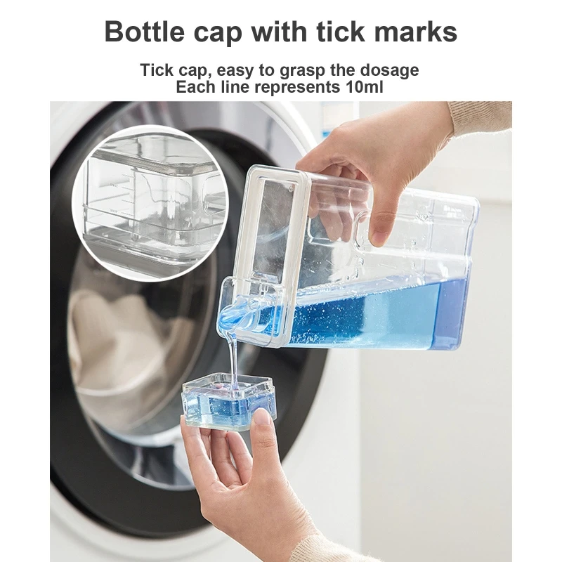 リキッド洗剤用ランドリーパウダーコンテナ洗剤ディスペンサーフレキシブルナーオーガナイザーボトル、測定蓋付き