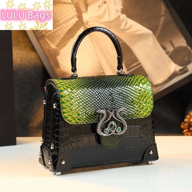 Snakeskin Pattern Women's Handbags Lady Shoulder Messenger Bag 2023 New Genuine Leather Portable Shell Bag Luxury Fashion Brand