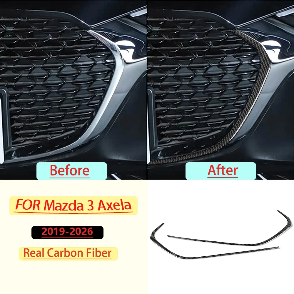 Real Soft Carbon Fiber For Mazda 3 Axela 2019-2026 Car Center Net Frame Trim Customizable Car Sticker Interior Accessories 2