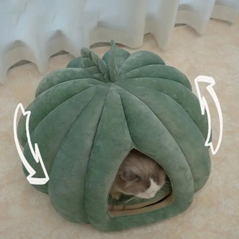 Pet House Pumpkin Cat Nest Winter Warm Cat House Enclosed Cat Bed Cat Cave Pets Tent Cozy Cave Nest Small Dog House