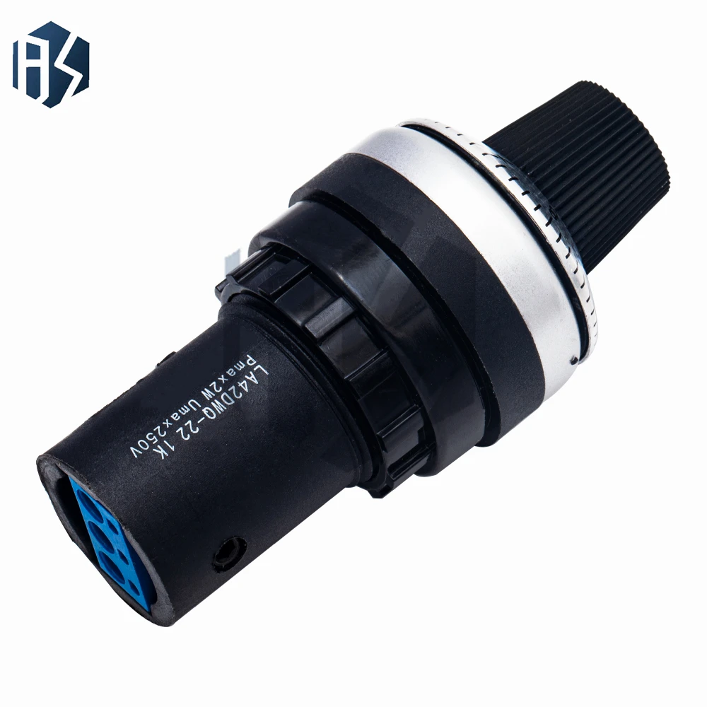 ‌ مقياس الجهد الدوار الصناعي LA42DWQ-22 - مقاوم متغير دقيق 1K-500K أوم مع حامل لوحة 22 مم للتحكم في سرعة VFD