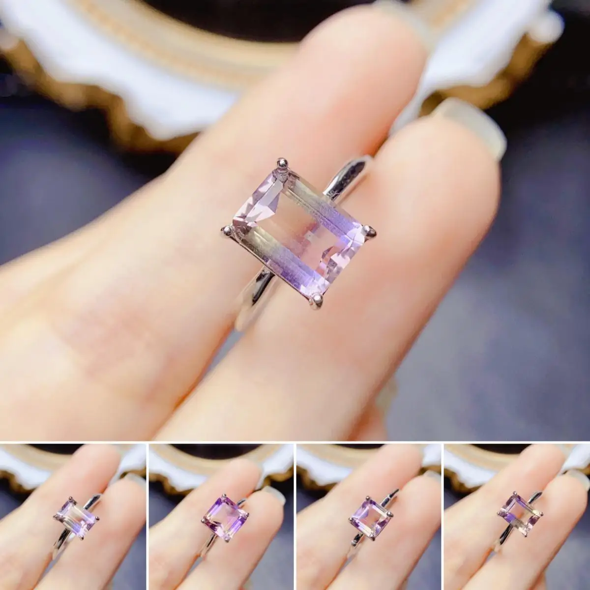 FS Fashion S925 Sterling Silver Natural Ametrine Ring With Certificate Fine Charm Classic Weddings Jewelry for Women MeiBaPJ