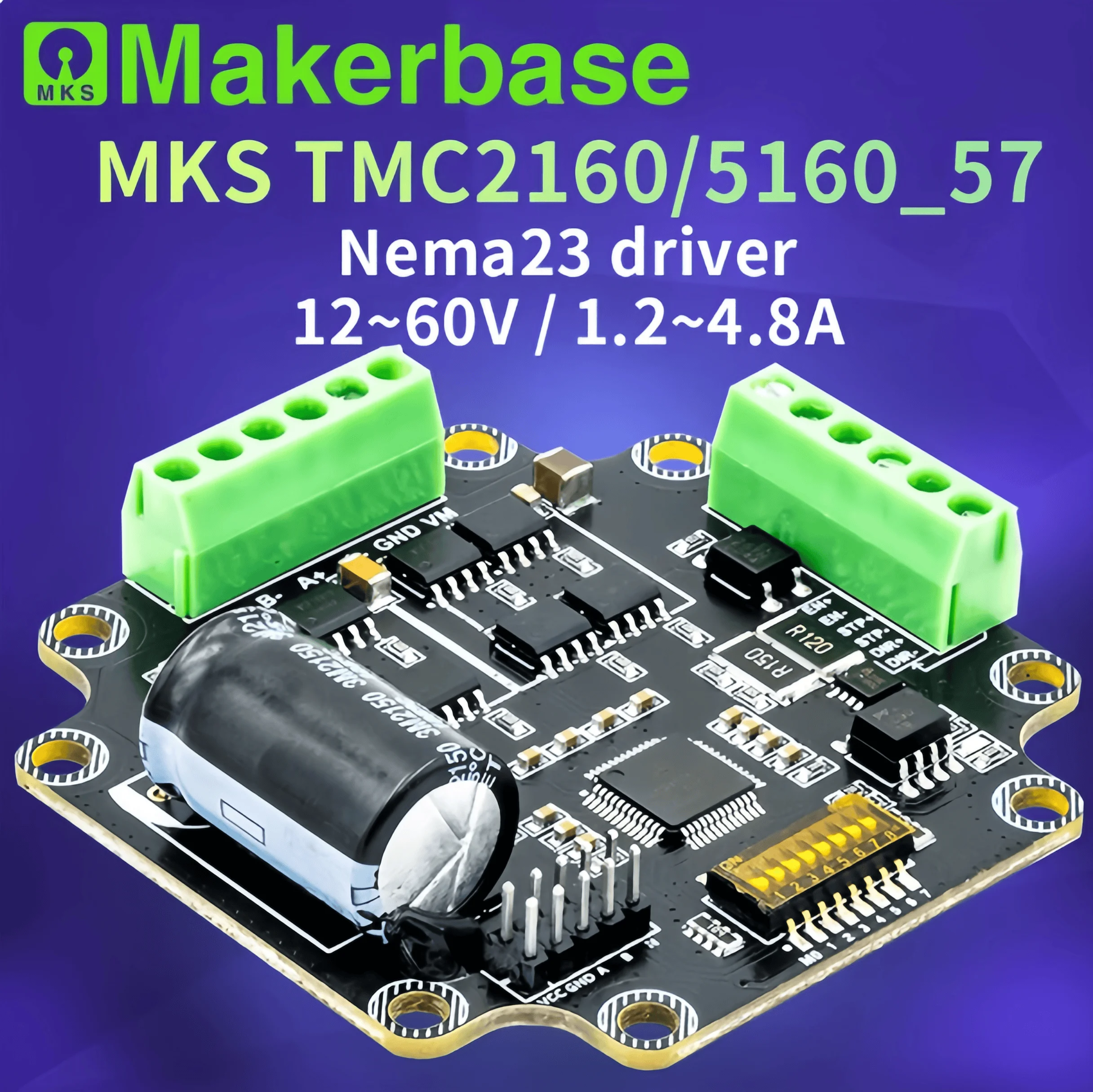 Makerbase MKS TMC5160_57 Motor Driver for 3D Printers — High Current, Ultra-Silent