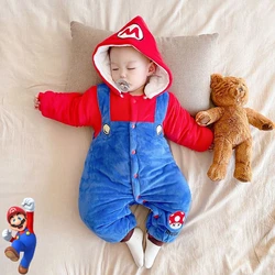 Super Marios Newborn Baby Clothes Thick Winter Warm High Quality Toddler Kids Costume Baby Onesie Boys Girls Photography Romper