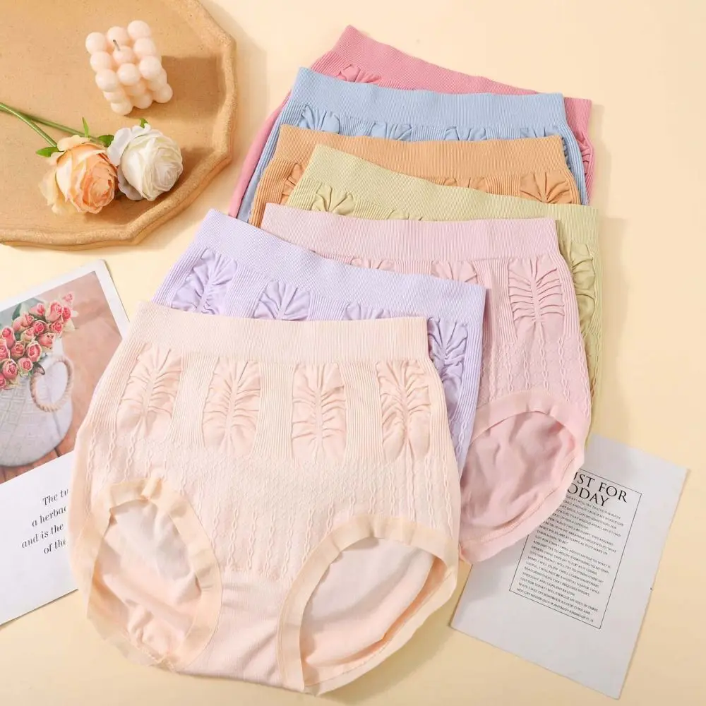 

7Pcs Simple High Waist Women Panties Set Female Lingerie Solid Color Ruffles Briefs Underwear 7PCS Bow Underpants Four Seasons