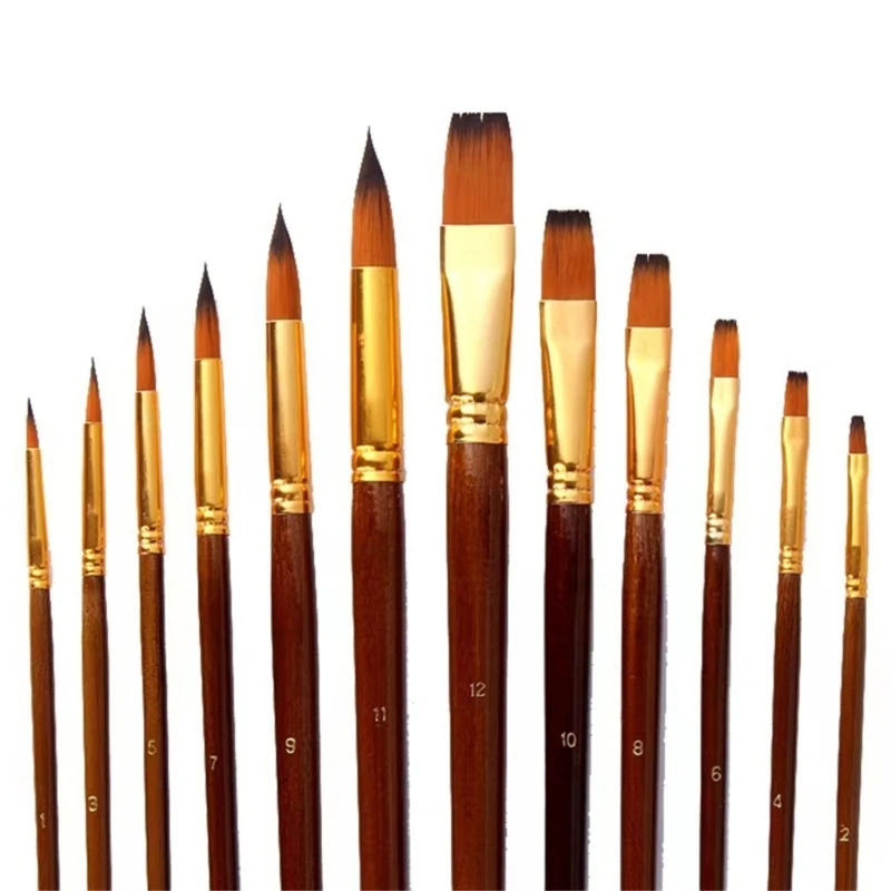 12 pezzi pennelli per artisti pennelli per pittura Set di pennelli per pittura acrilica ad acquerello kit di pittura professionale per principianti